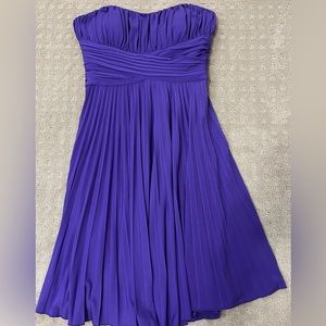 Max and Cleo Purple Pleated Strapless Dress